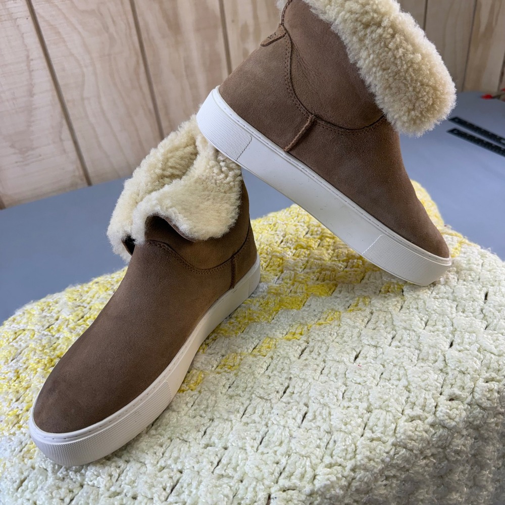 BOHO UGG Jass Shearling Chestnut Suede Slip On Sneaker Boots 1105317 Womens 8.5